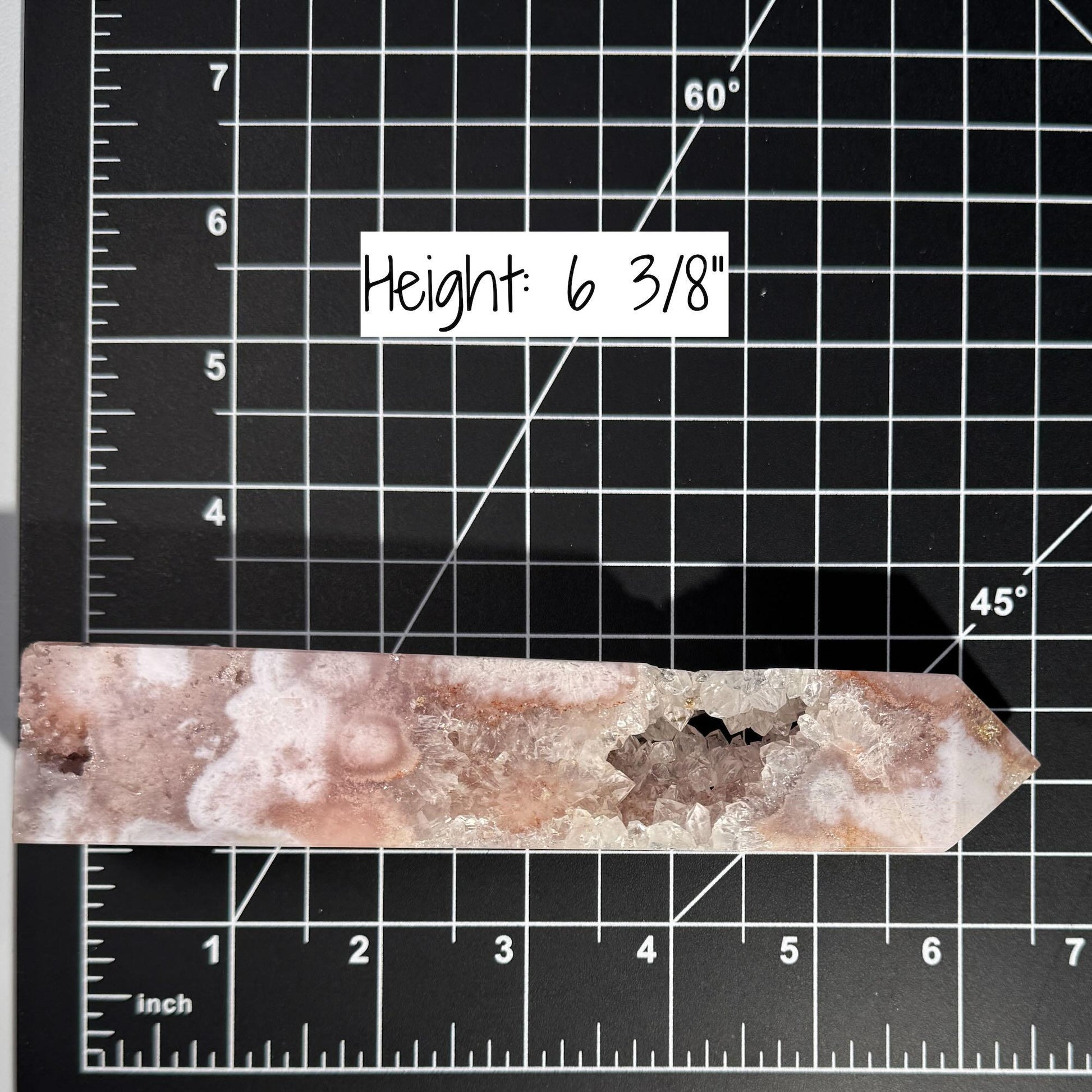 Pink Amethyst with Flower Agate tower | 6 3/8" tall | 329 grams | with Quartz | mini rainbows