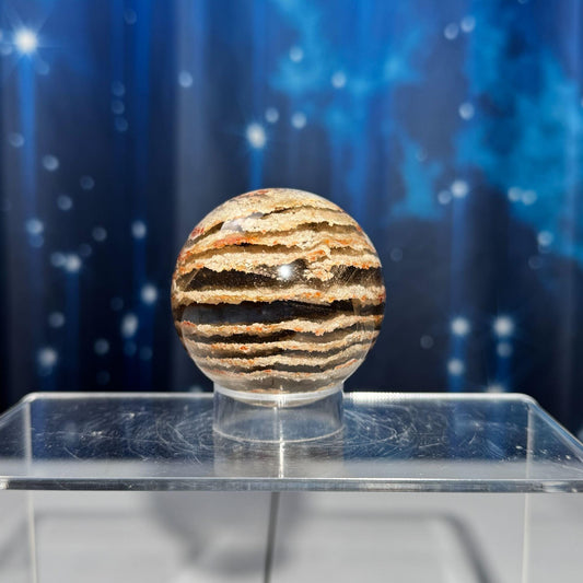 Thousand layer Garden Quartz sphere | 53mm | 201 grams | stand included | red Hematite | White Chlorite | gorgeous Garden Quartz
