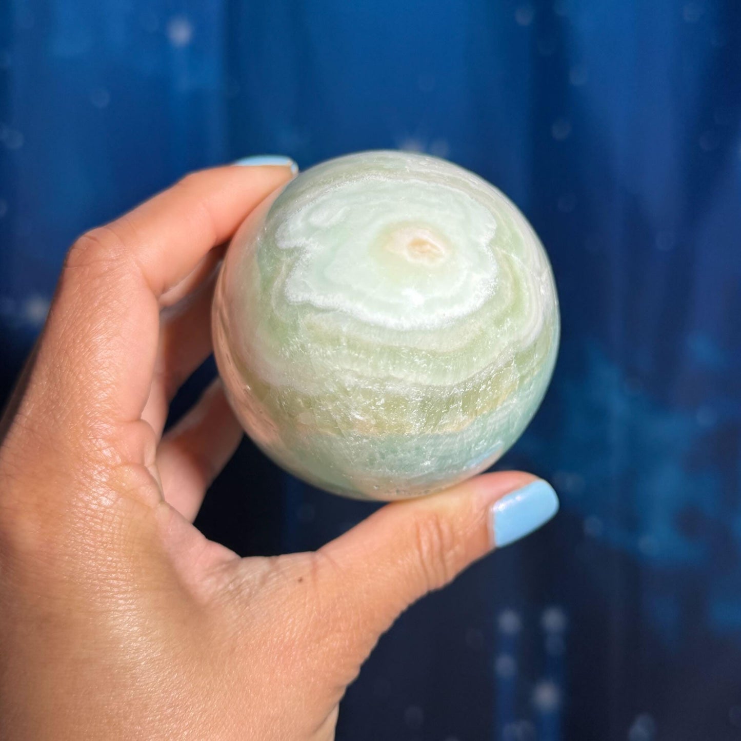 Caribbean Calcite goddess egg | 4 1/4" long | 748 grams | ocean blue | Tucson find | pill shape | ellipsoid