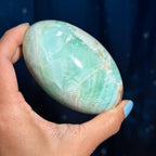 Caribbean Calcite goddess egg | 3 7/8" long | 544 grams | ocean blue | Tucson find | pill shape | ellipsoid