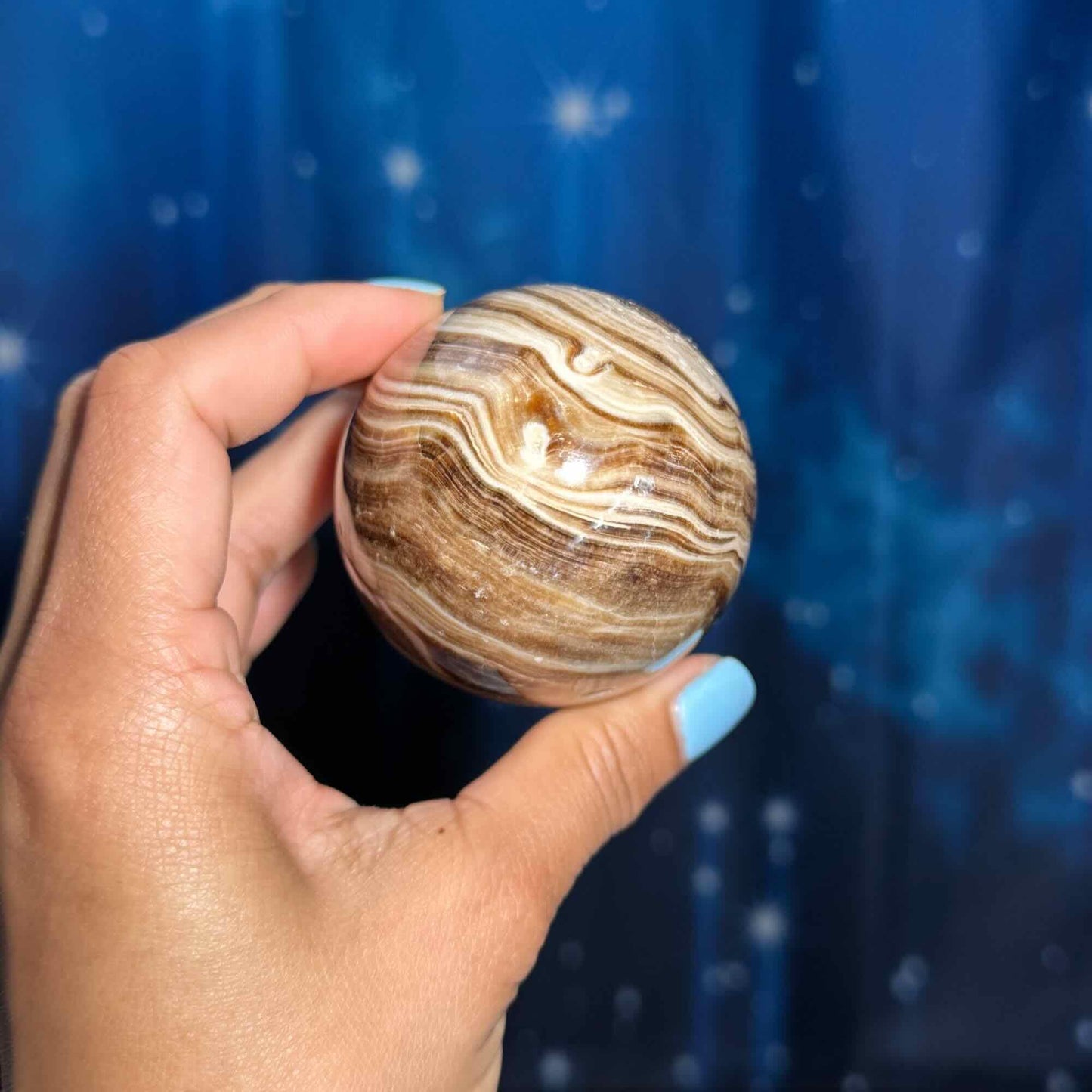 Brown Aragonite goddess egg | 3 3/4" long | 465 grams | gorgeous banding | Tucson find | pill shape | ellipsoid