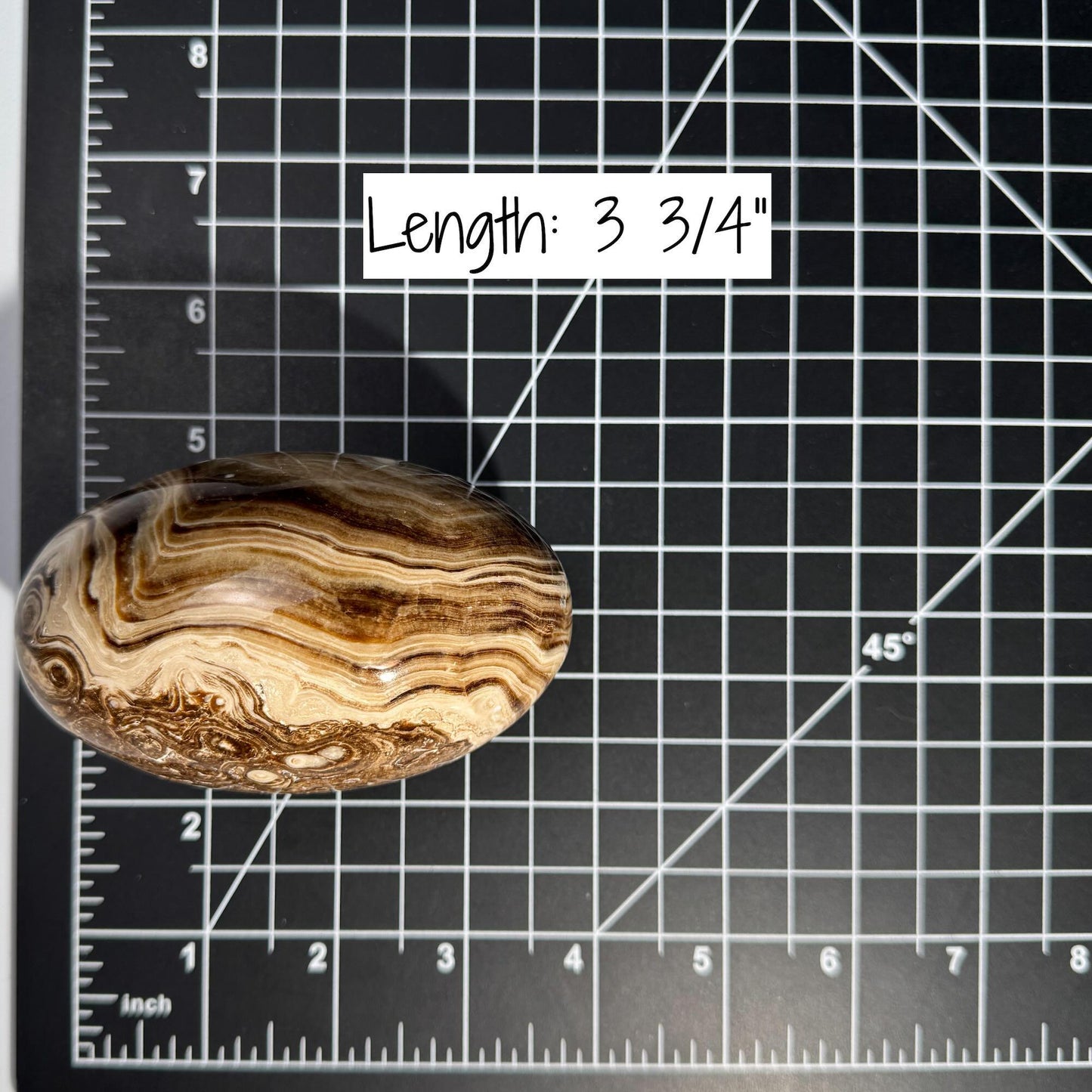 Brown Aragonite goddess egg | 3 3/4" long | 465 grams | gorgeous banding | Tucson find | pill shape | ellipsoid