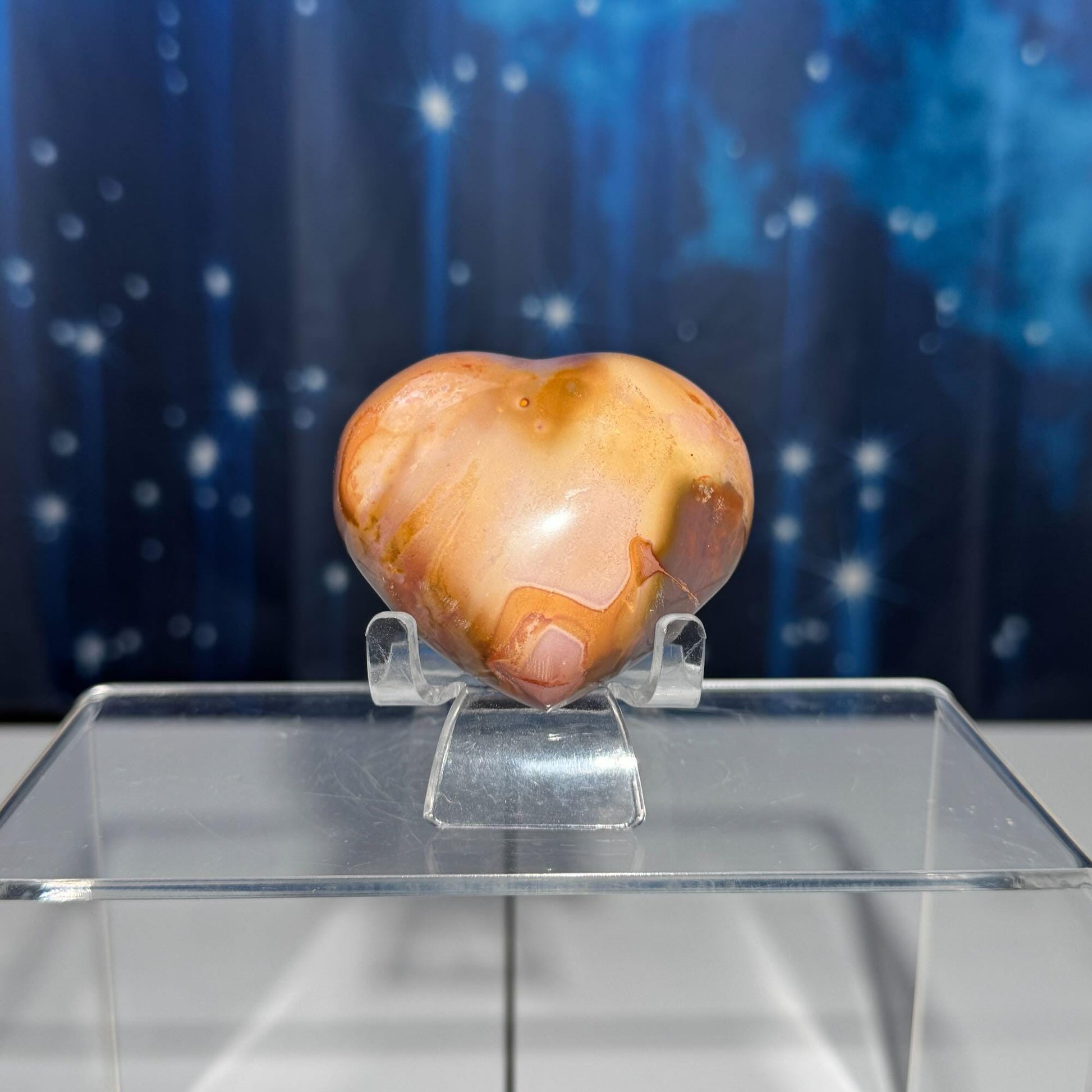 Polychrome Jasper heart | 2" tall | 136 grams | stand included | Desert Jasper