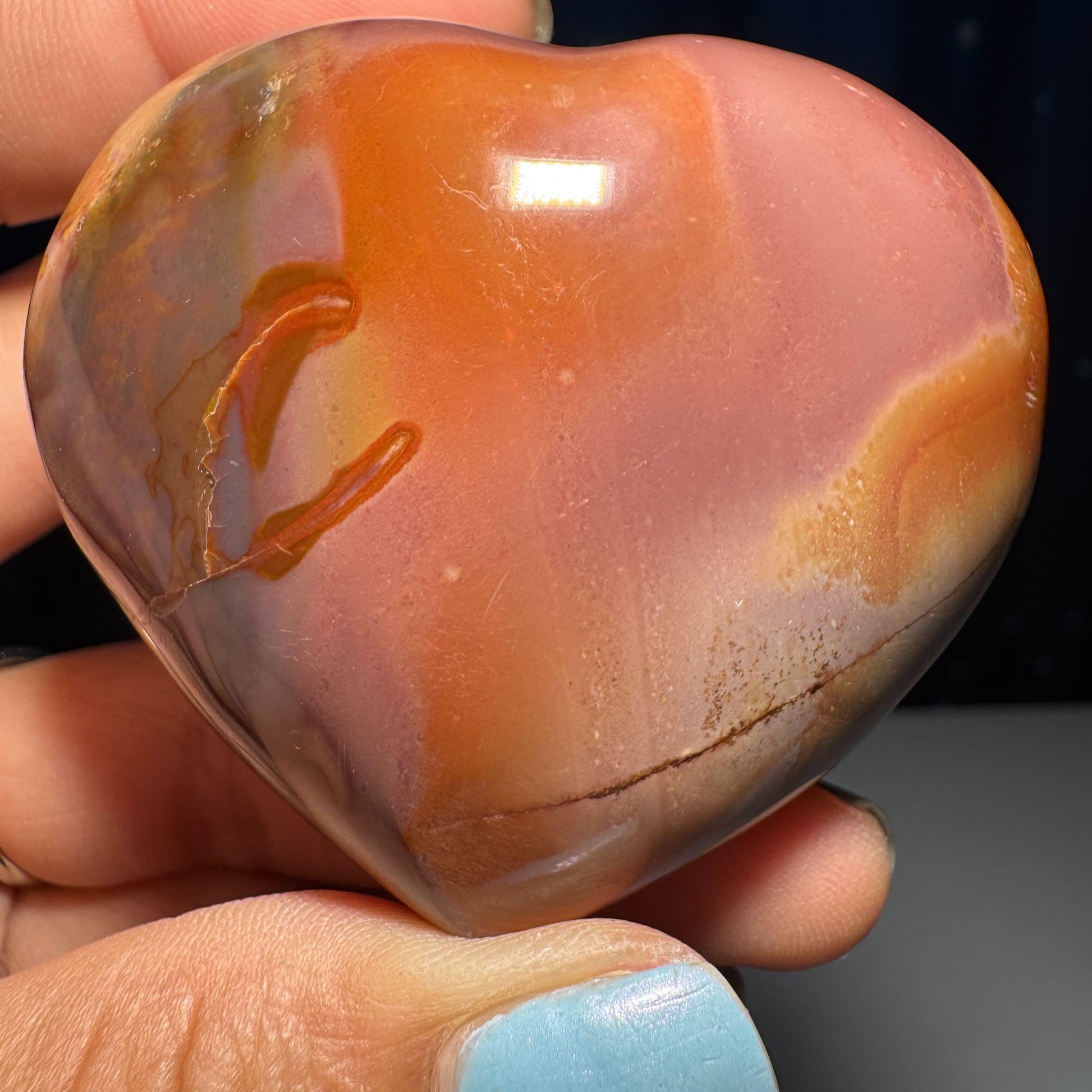 Polychrome Jasper heart | 2" tall | 136 grams | stand included | Desert Jasper