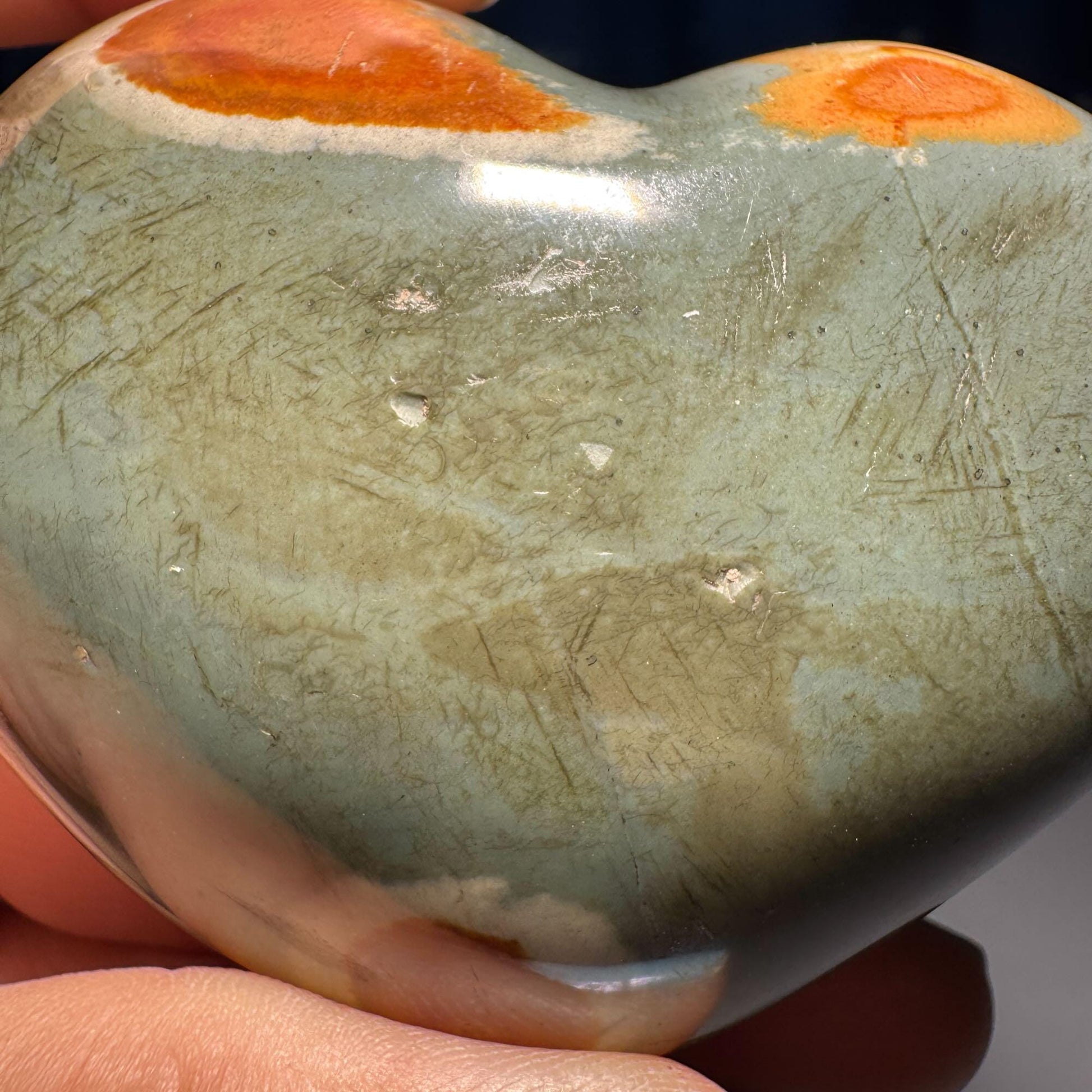 Polychrome Jasper heart | 2 1/8" tall | 170 grams | stand included | Desert Jasper | natural vug