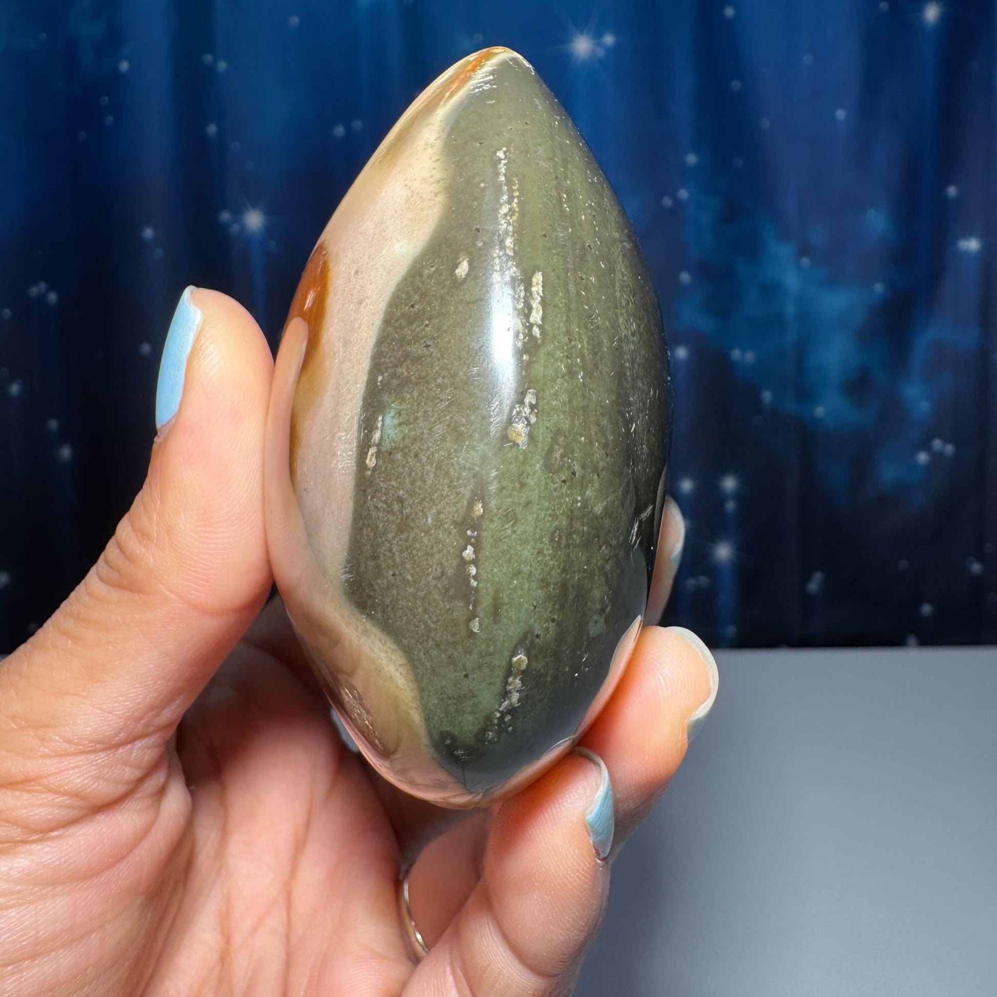 Polychrome Jasper heart | 2 3/4” tall | 301 grams | Damage Discount | stand included | Desert Jasper