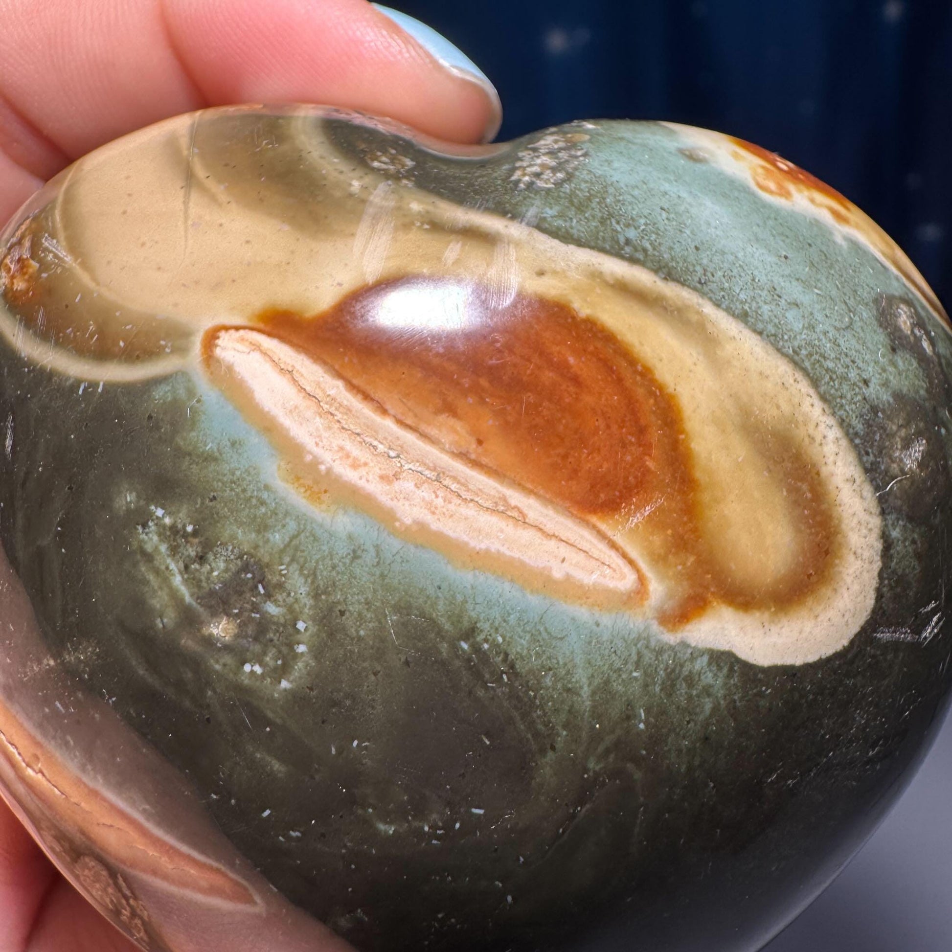 Polychrome Jasper heart | 2 3/4” tall | 301 grams | Damage Discount | stand included | Desert Jasper