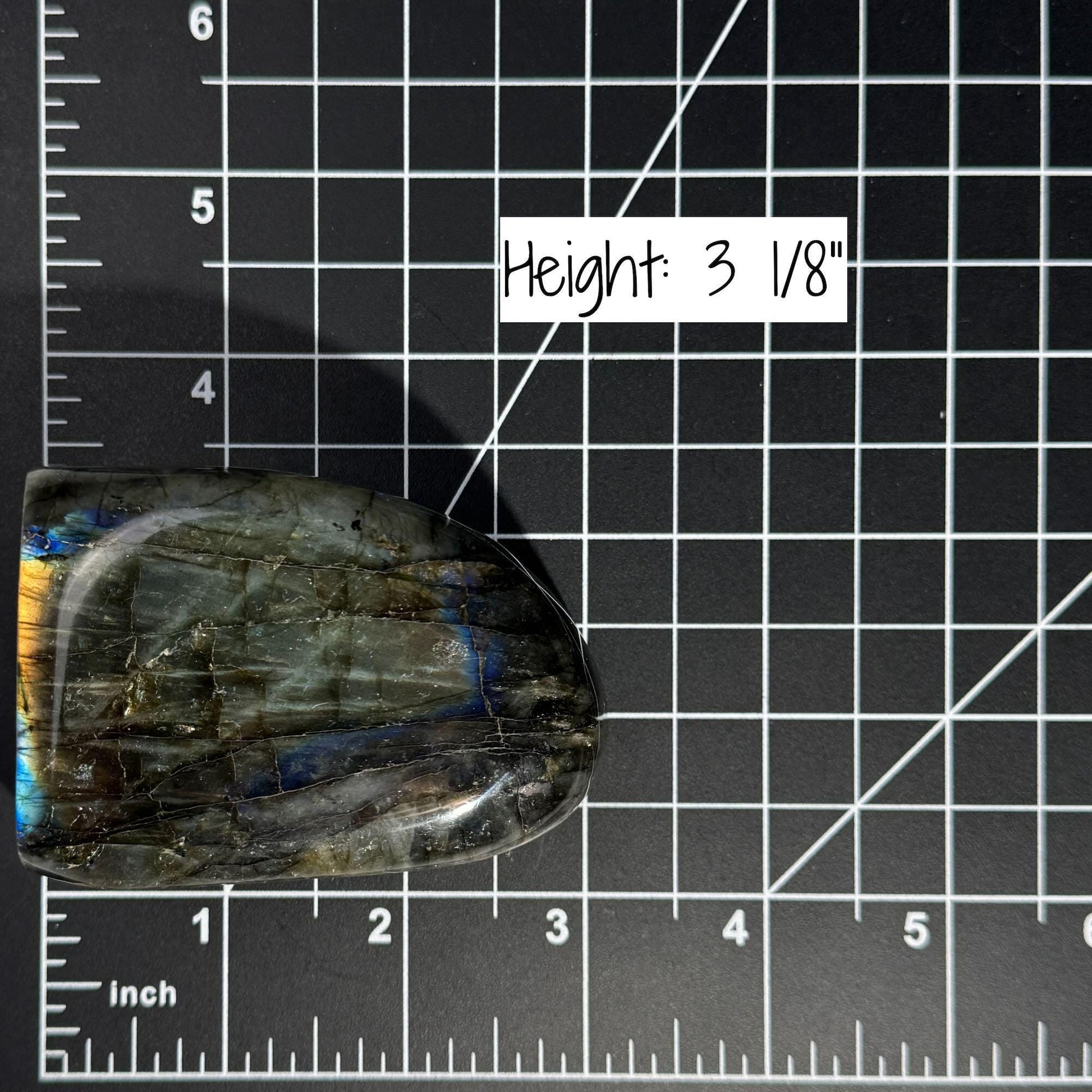 Labradorite free form | 3 1/8" long | 303 grams | dual flash | orange flash | blue flash yellow flash