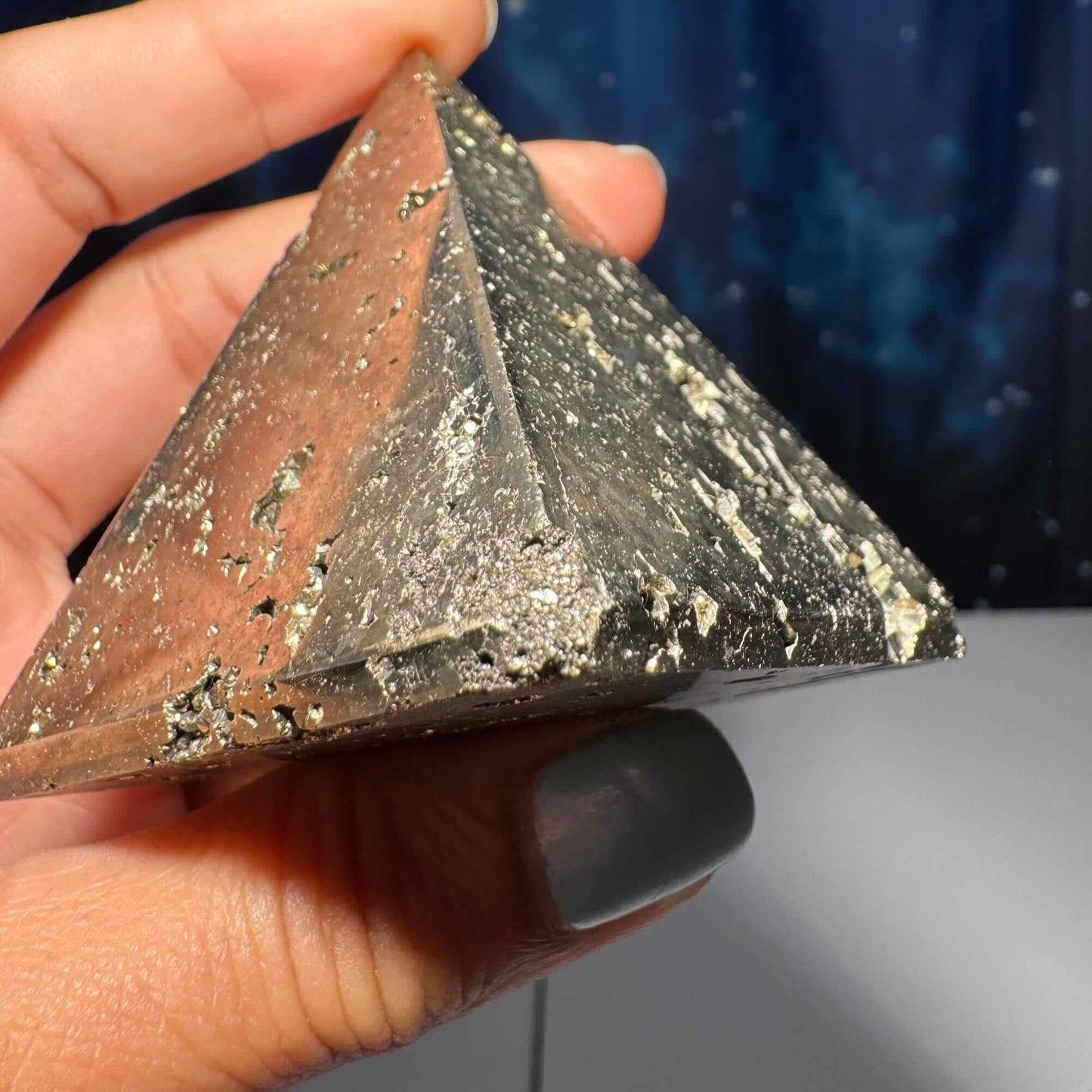 Peruvian Pyrite pyramid | 2 3/8” tall | 283 grams | cubic Pyrite | Damage Discount