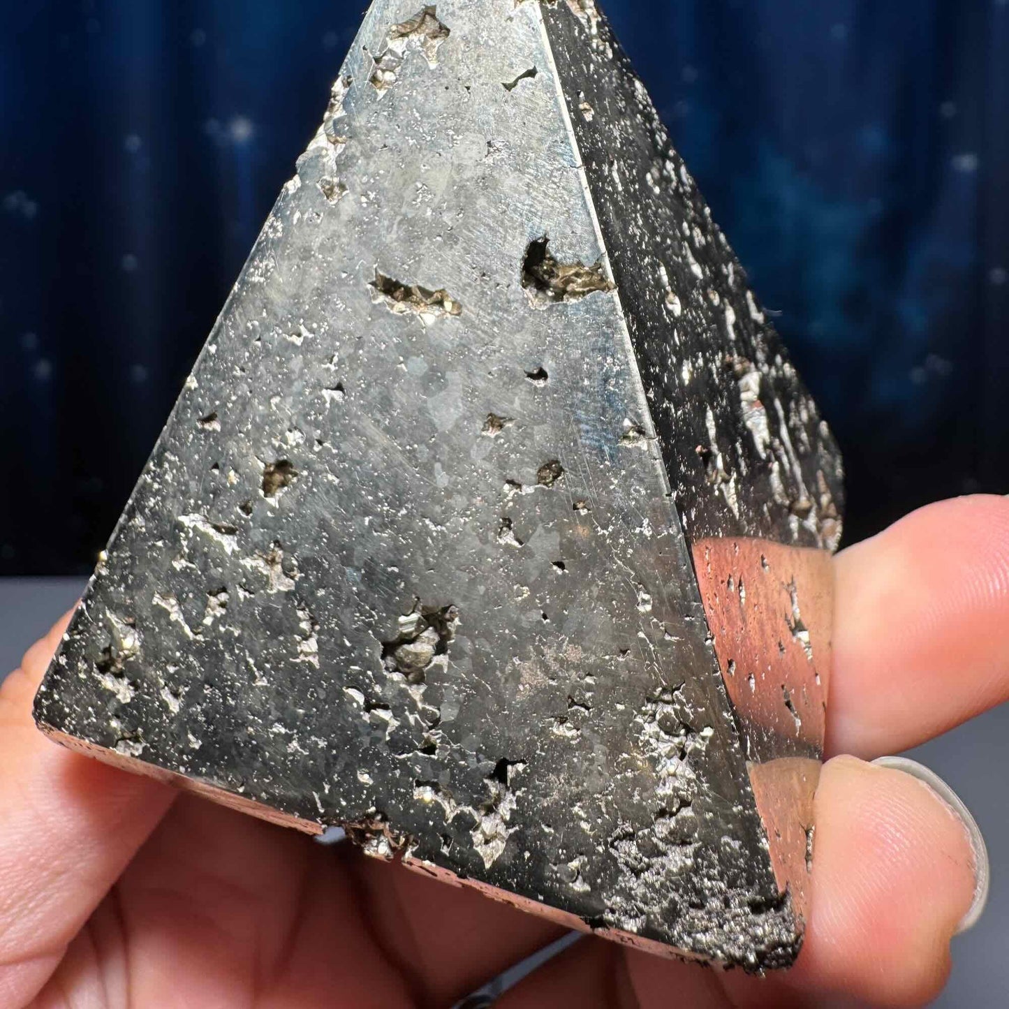Peruvian Pyrite pyramid | 2 3/8” tall | 283 grams | cubic Pyrite | Damage Discount