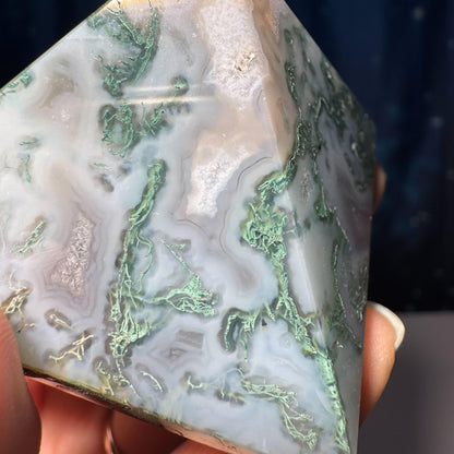 Moss Agate pyramid | 2 1/8" long | 130 grams | Blue Moss Agate pyramid | Moss Agate carving
