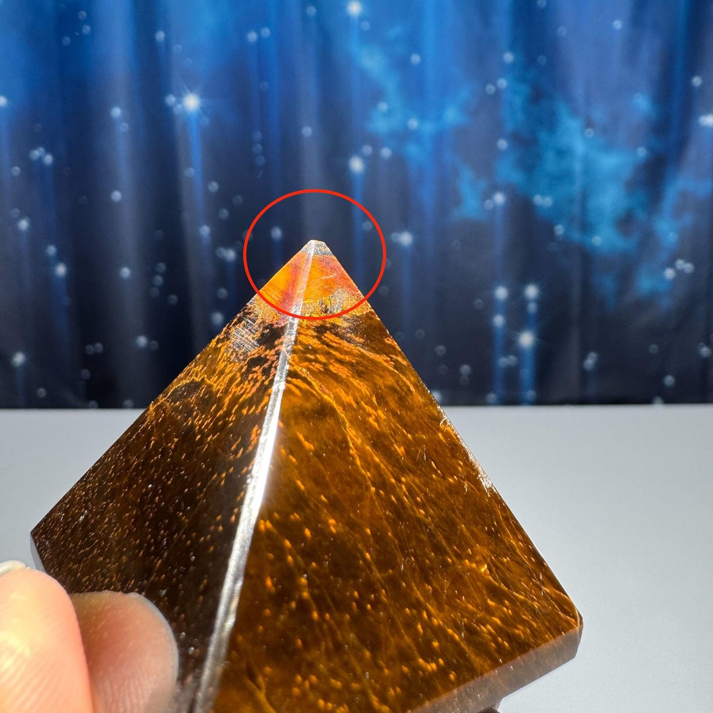 Yellow Tiger's Eye pyramid | 1 1/2" long | 54 grams | Damage Discount | flashy Tiger's Eye