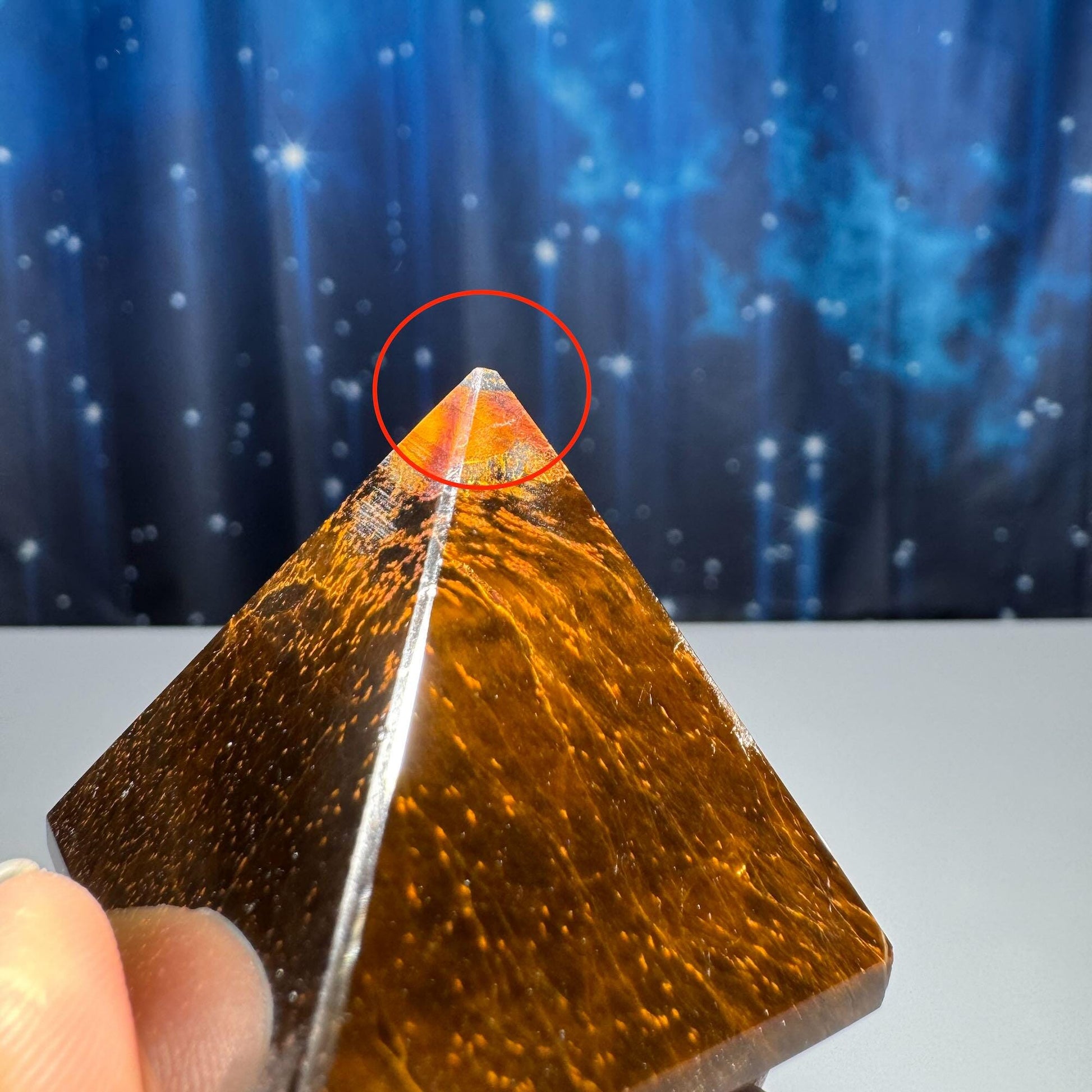 Yellow Tiger's Eye pyramid | 1 1/2" long | 54 grams | Damage Discount | flashy Tiger's Eye