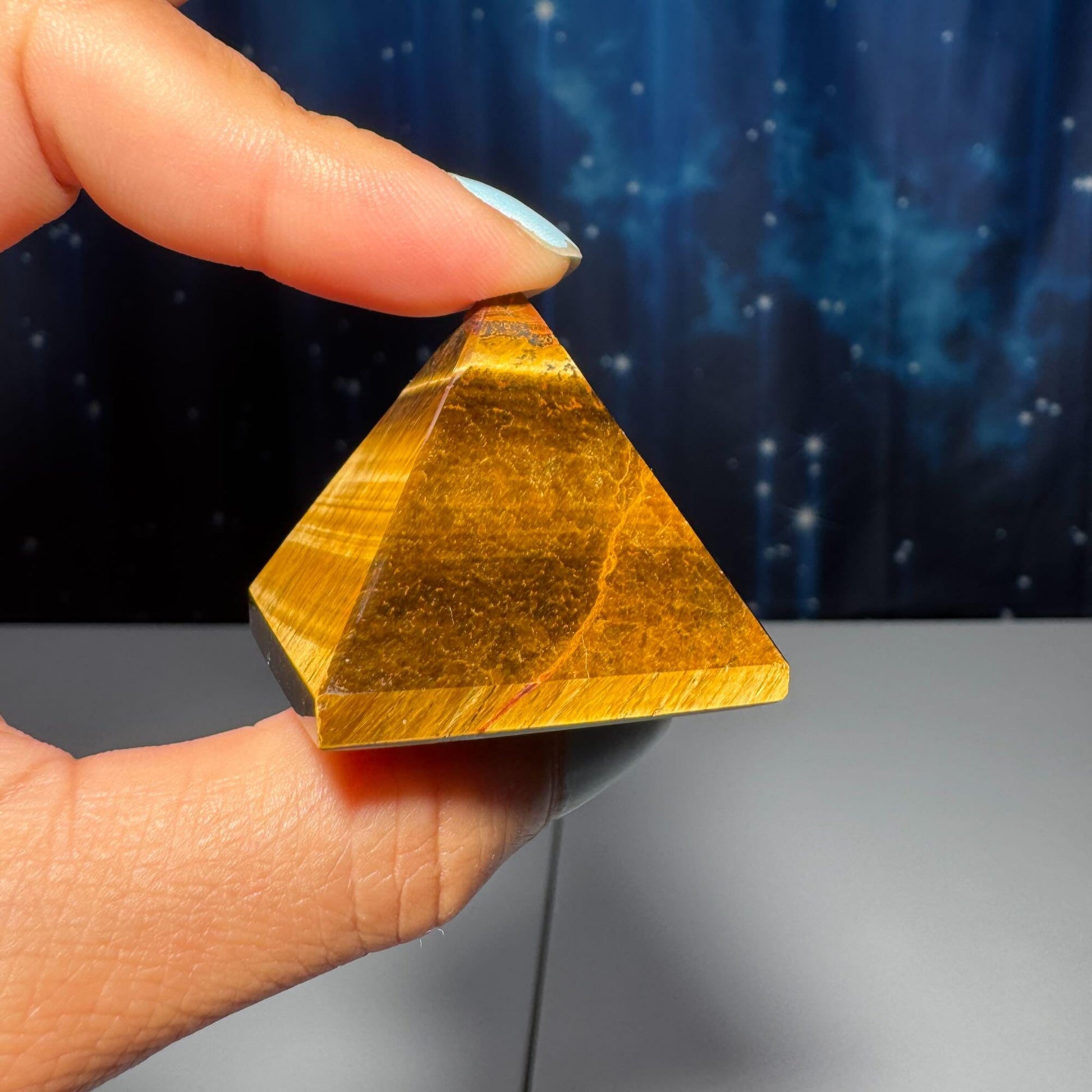 Yellow Tiger's Eye pyramid | 1 1/2" long | 54 grams | Damage Discount | flashy Tiger's Eye