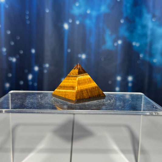 Yellow Tiger's Eye pyramid | 1 1/2" long | 54 grams | Damage Discount | flashy Tiger's Eye