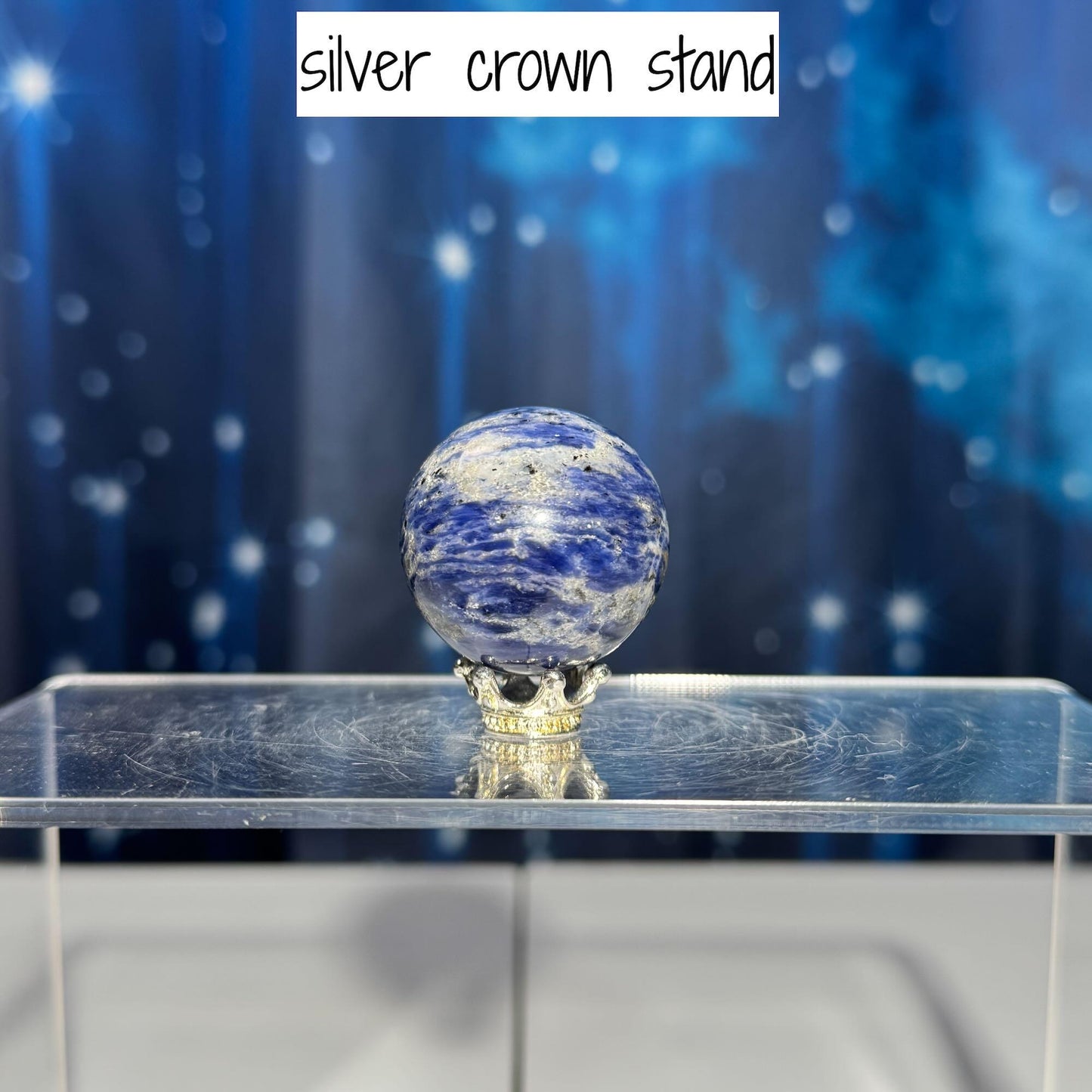 mini Sodalite sphere | 31mm | 45 grams | one (1) crown stand included | low quality discount