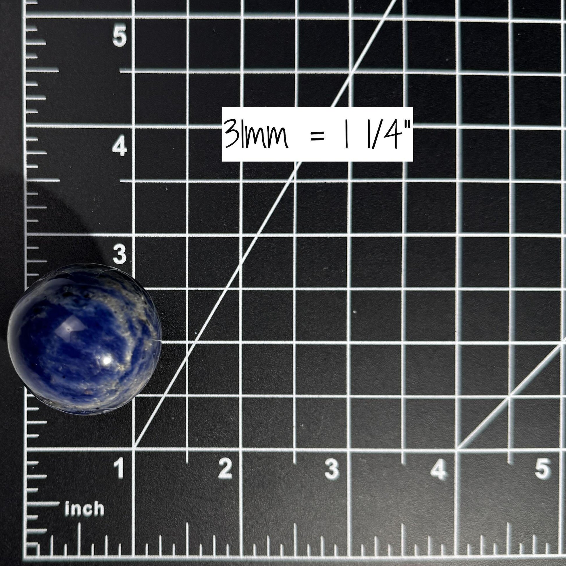 mini Sodalite sphere | 31mm | 45 grams | one (1) crown stand included | low quality discount