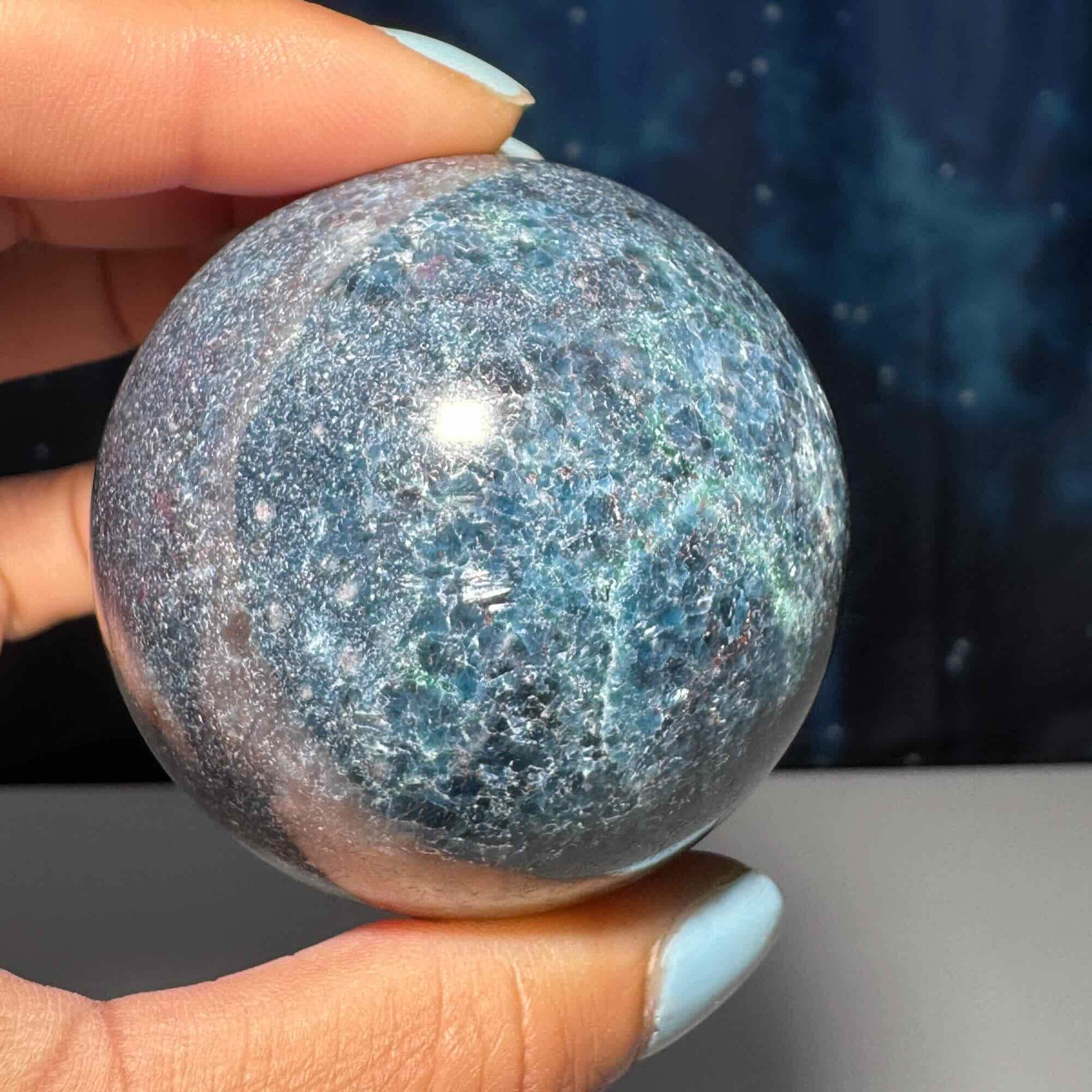 Ruby in Kyanite with Fuchsite sphere | 54mm | 314 grams | UV reactive | stand included