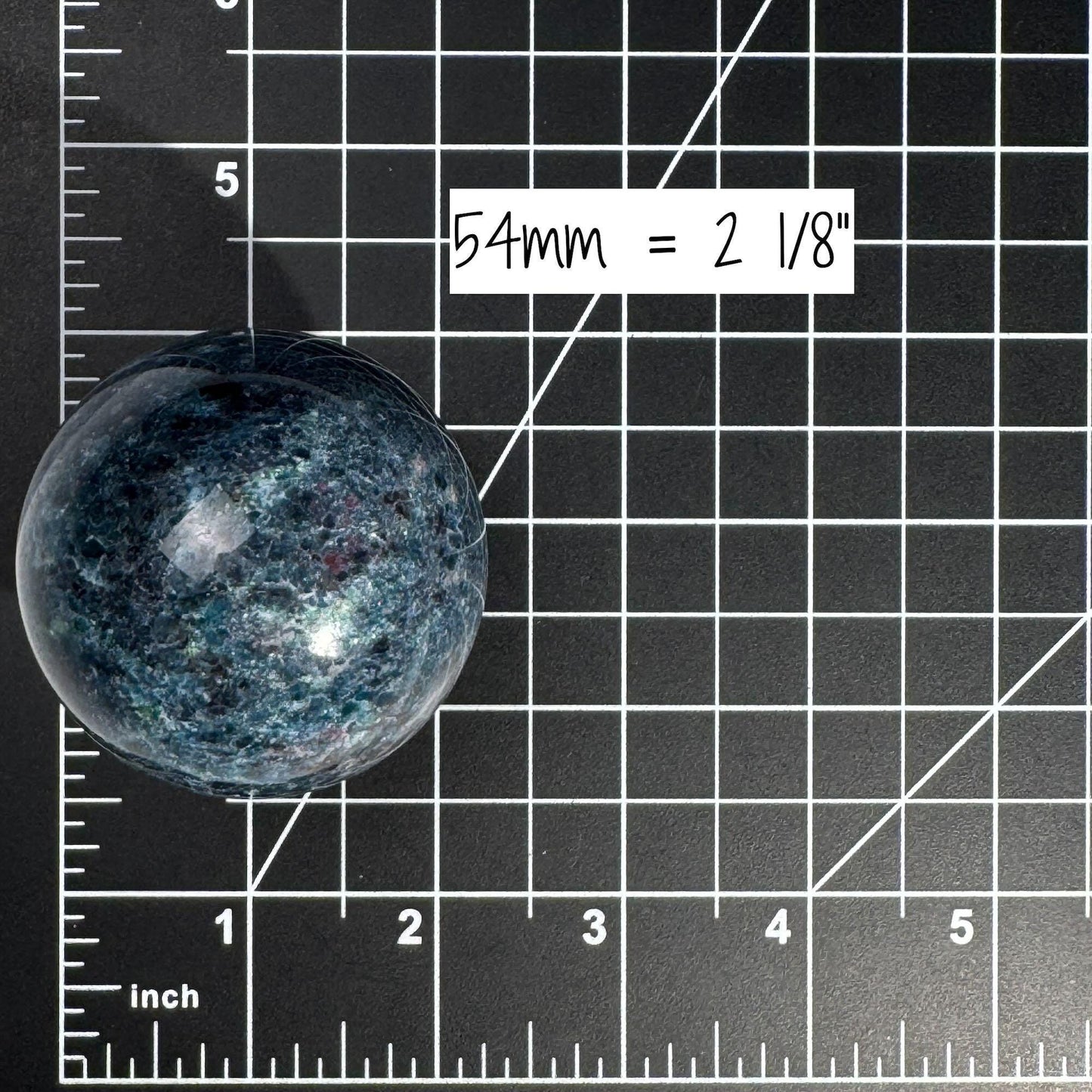 Ruby in Kyanite with Fuchsite sphere | 54mm | 314 grams | UV reactive | stand included