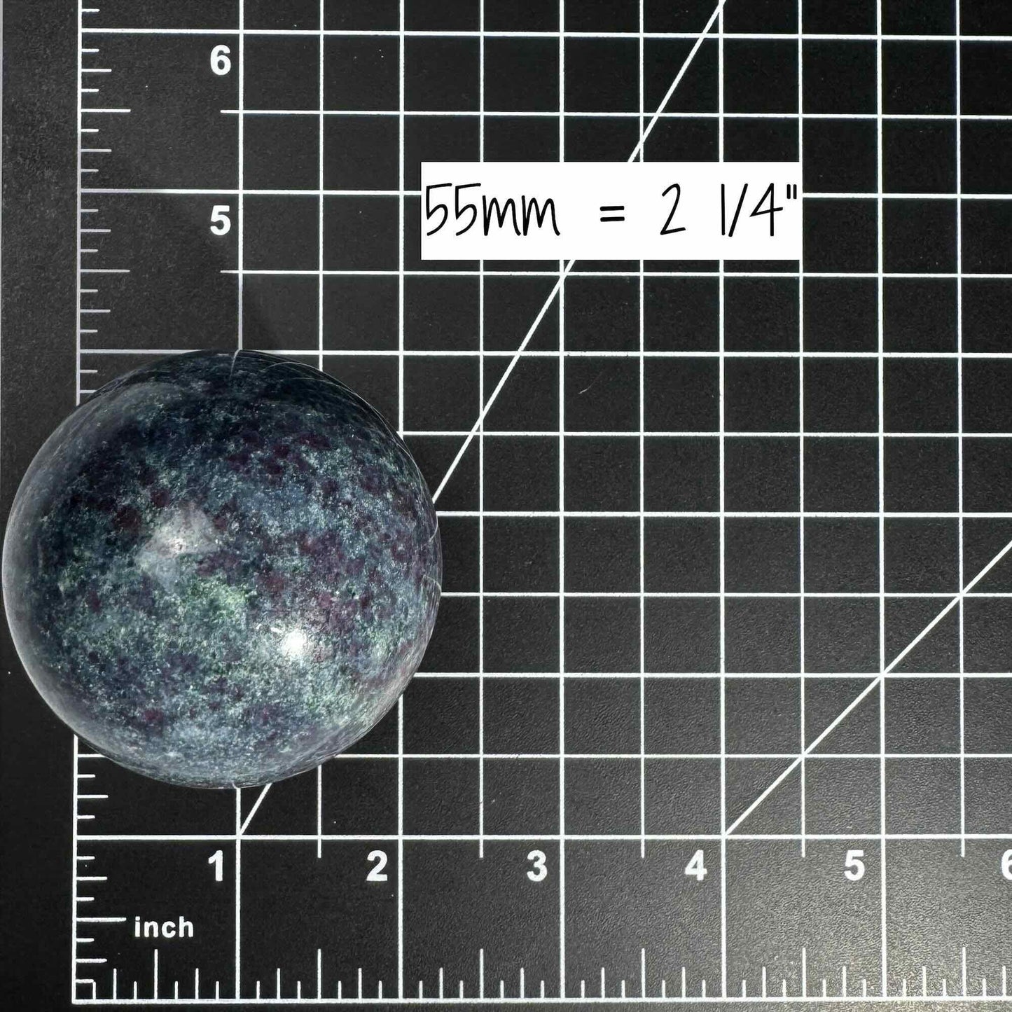 Ruby in Kyanite with Fuchsite sphere | 55mm | 326 grams | UV reactive | stand included