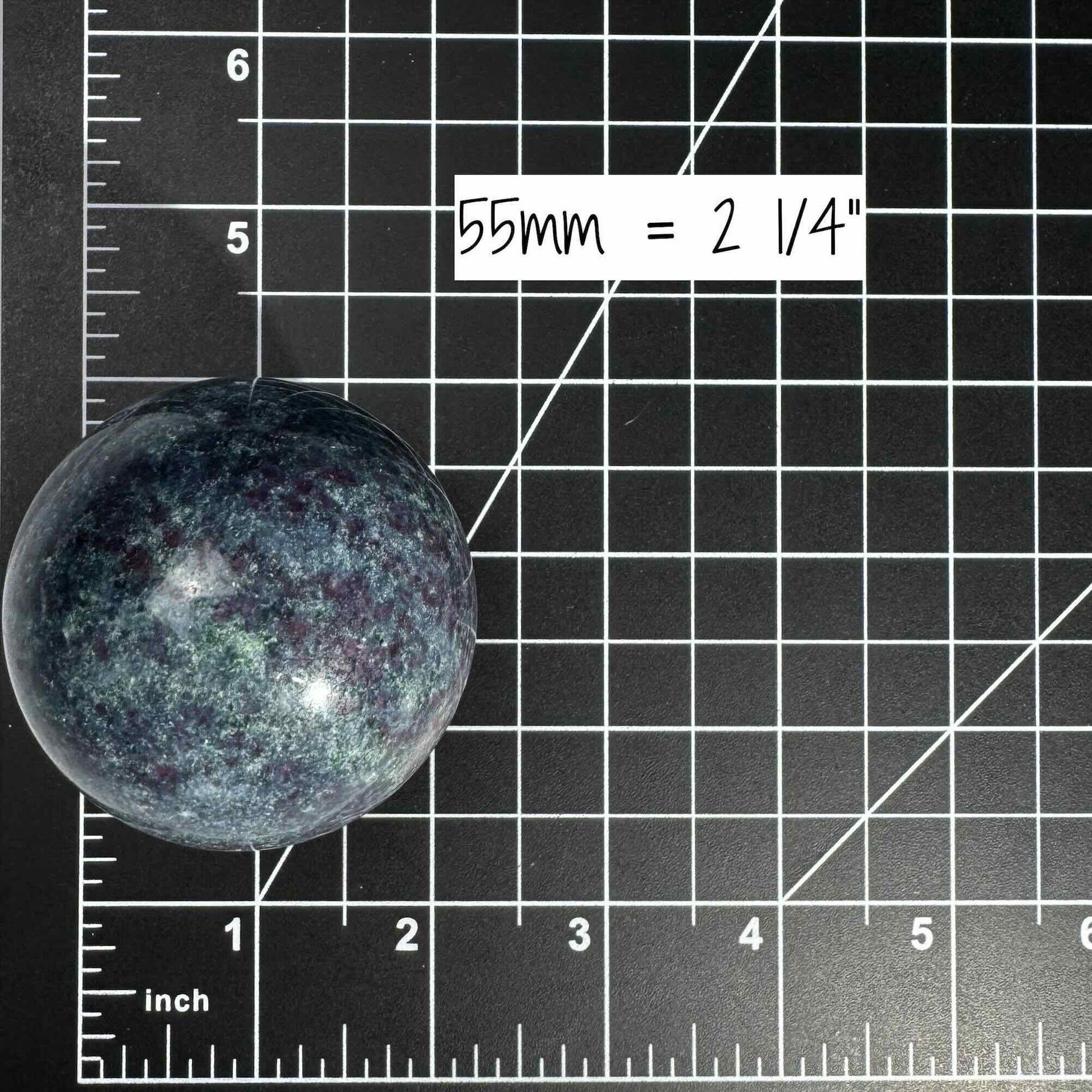 Ruby in Kyanite with Fuchsite sphere | 55mm | 326 grams | UV reactive | stand included