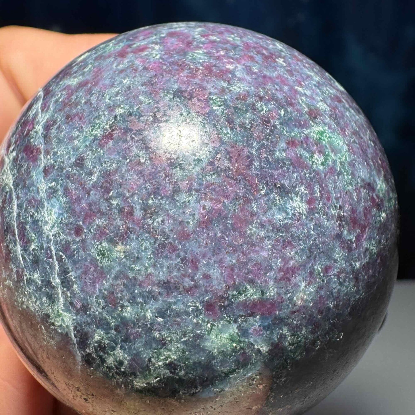 Ruby in Kyanite with Fuchsite sphere | 55mm | 326 grams | UV reactive | stand included