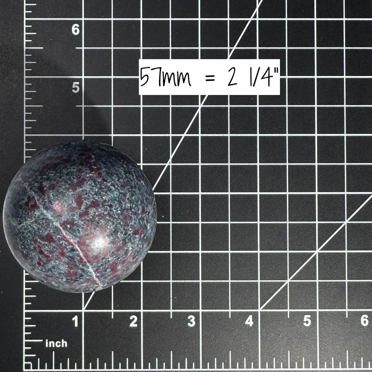 Ruby in Kyanite with Fuchsite sphere | 57mm | 357 grams | UV reactive | stand included