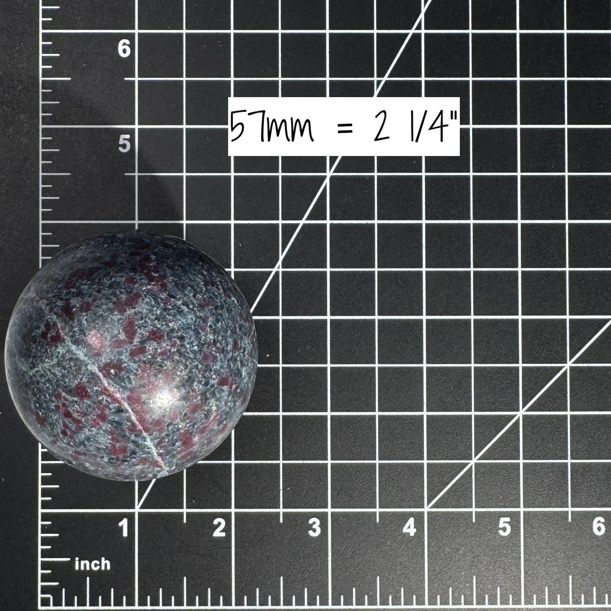 Ruby in Kyanite with Fuchsite sphere | 57mm | 357 grams | UV reactive | stand included