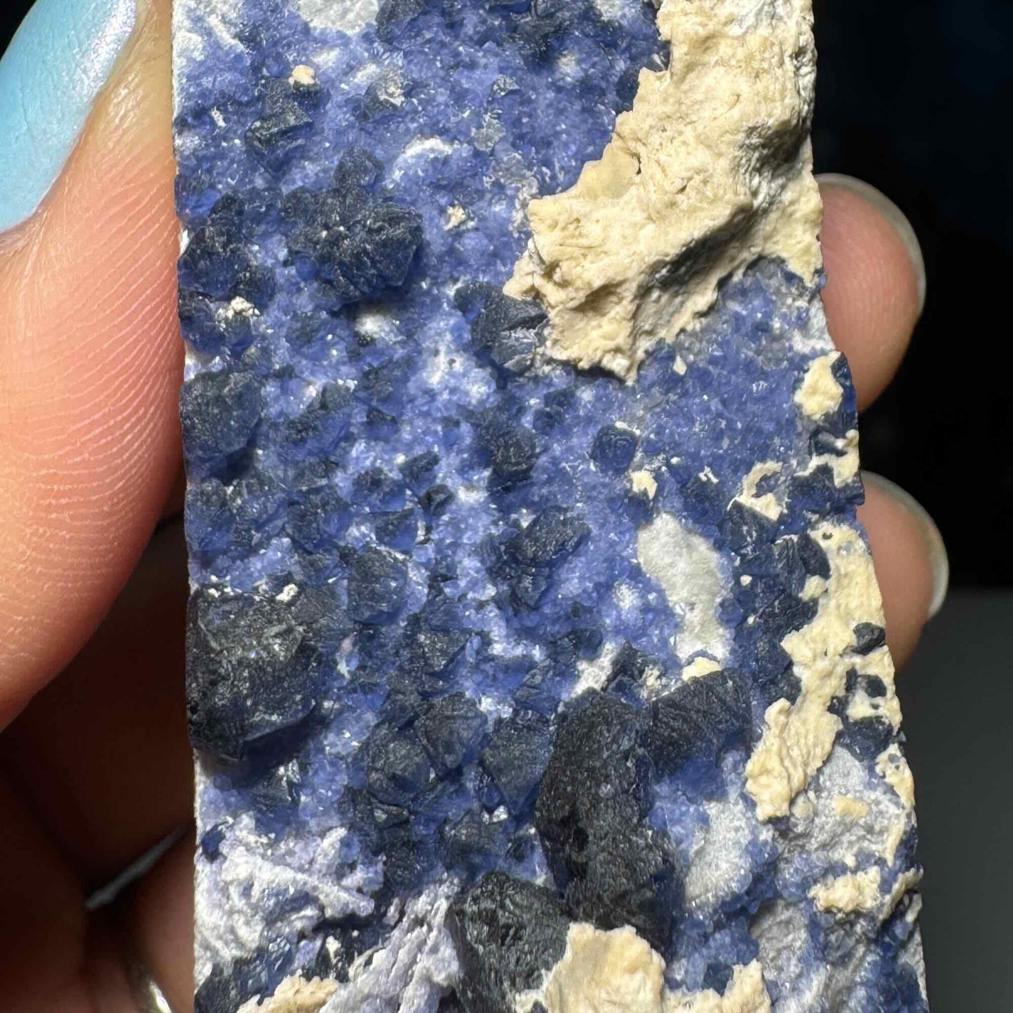 Indigo blue Fluorite raw point | 3 3/4" tall | 104 grams | raw Fluorite