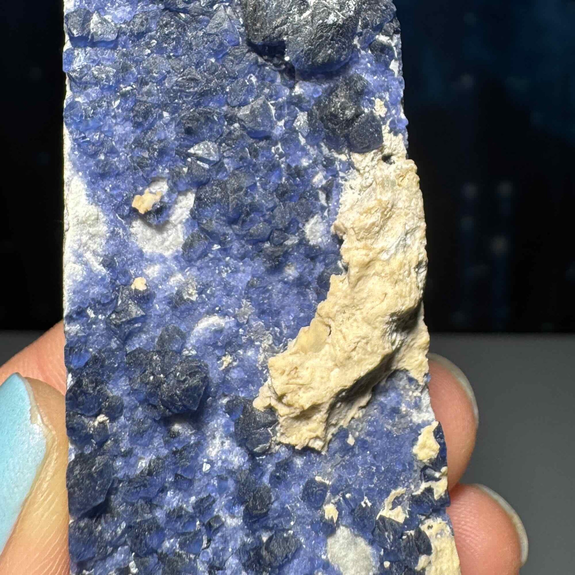 Indigo blue Fluorite raw point | 3 3/4" tall | 104 grams | raw Fluorite