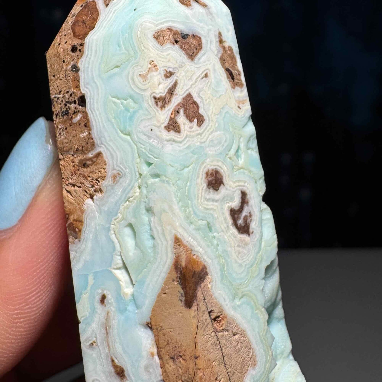 Blue Hemimorphite point | 3 5/8" tall | 130 grams | Damage Discount