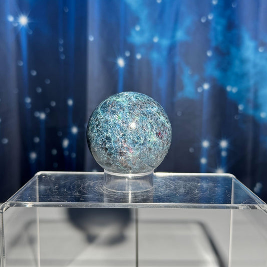 Ruby in Kyanite with Fuchsite sphere | 54mm | 314 grams | UV reactive | stand included