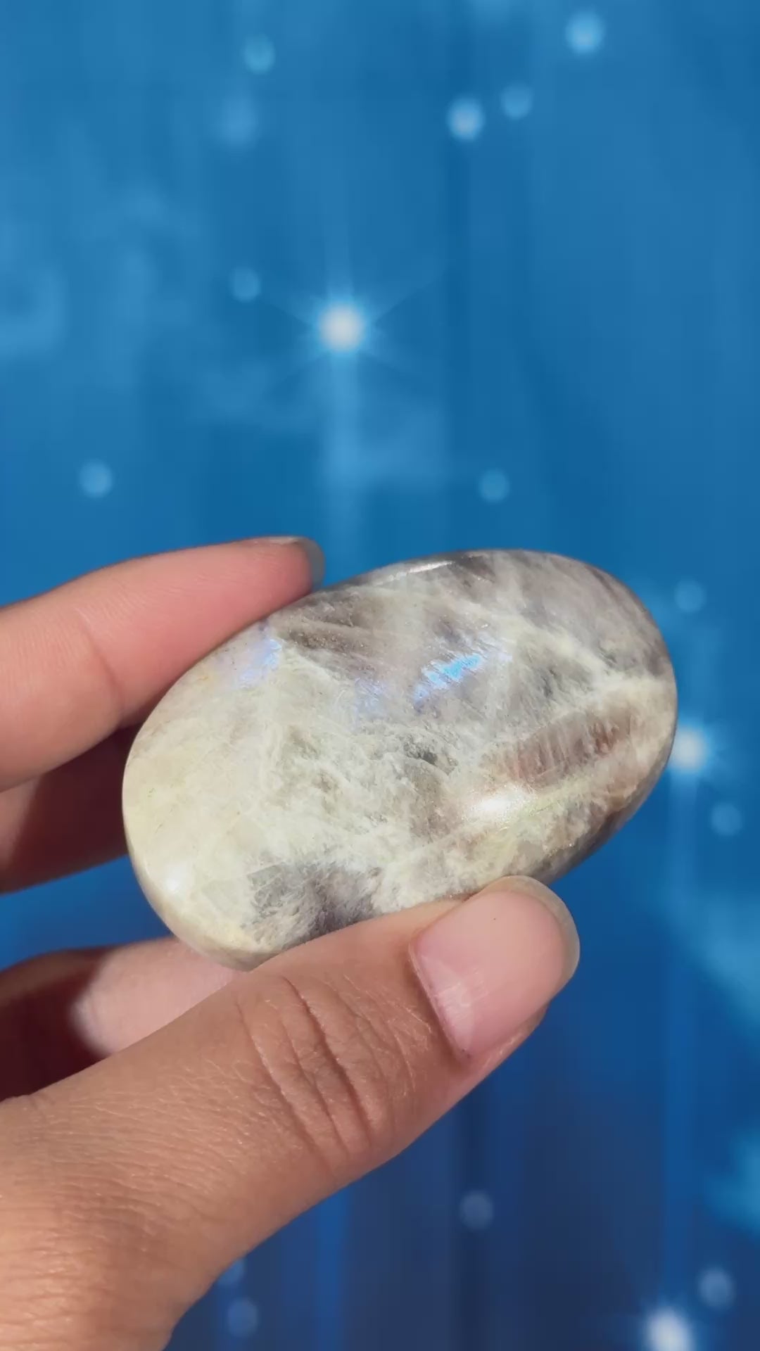 Russian Moonstone with Sunstone Palmstone – Belomorite • 0.065 kg