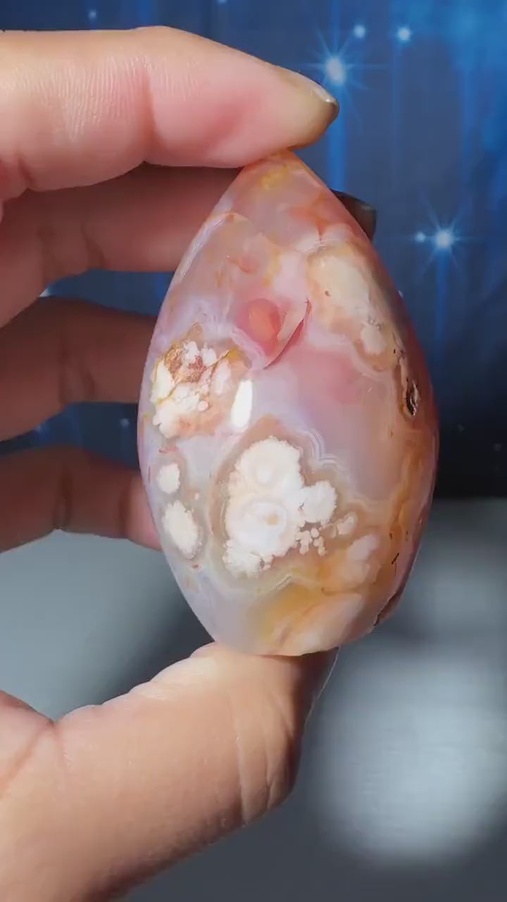 Flower Agate free form | 2 1/2" tall | 144 grams | gorgeous Flower Agate flame | red Flower Agate | pink Flower Agate | Tucson find