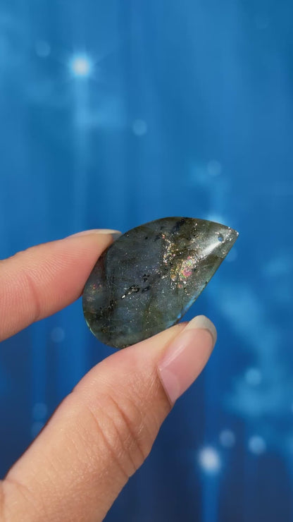 Labradorite Cabochon – Pre-Drilled • 8 grams