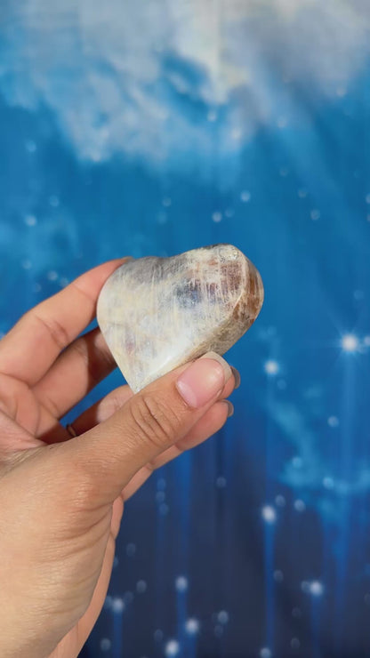 Moonstone with Sunstone Heart – Belomorite • 0.116 kg