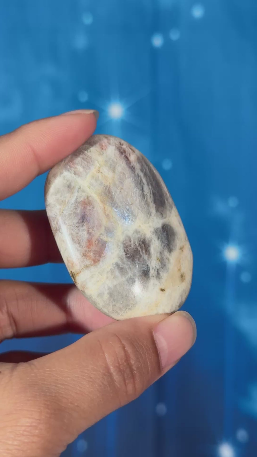 Russian Moonstone with Sunstone Palmstone – Belomorite • 0.060 kg