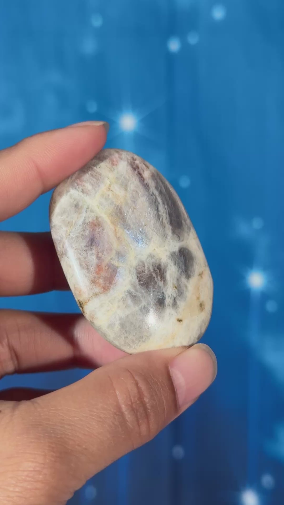 Russian Moonstone with Sunstone Palmstone – Belomorite • 0.060 kg