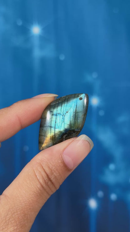 Labradorite Cabochon – Pre-Drilled • 7 grams