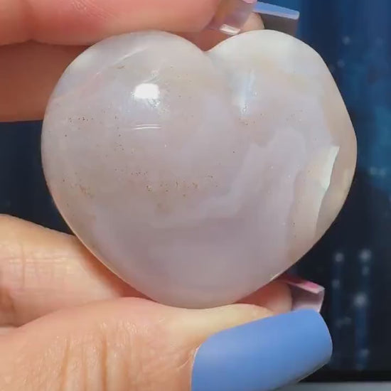 Flower Agate heart | 1 3/4" long | 48 grams | stand included