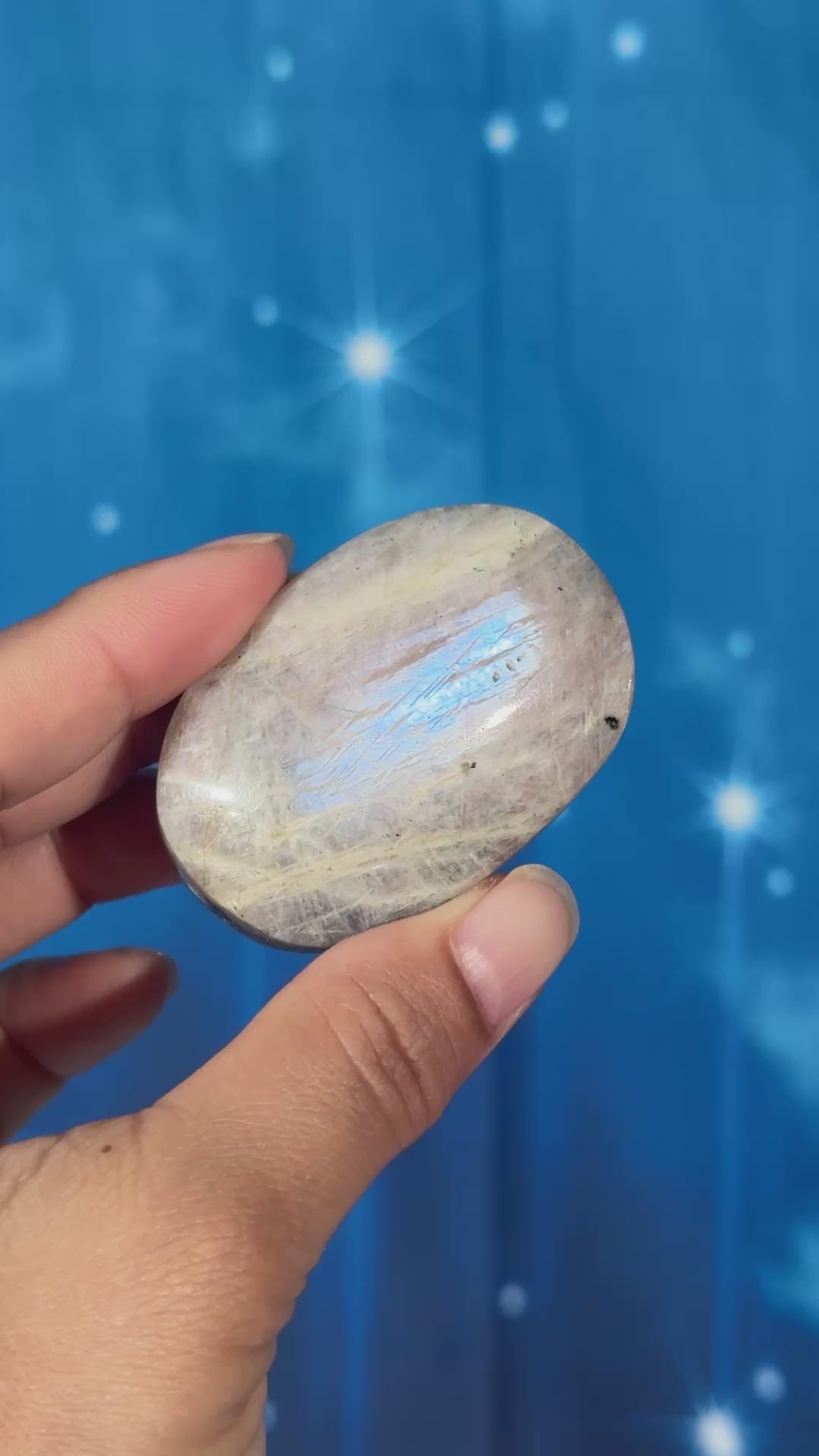 Russian Moonstone with Sunstone Palmstone – Belomorite • 0.068 kg