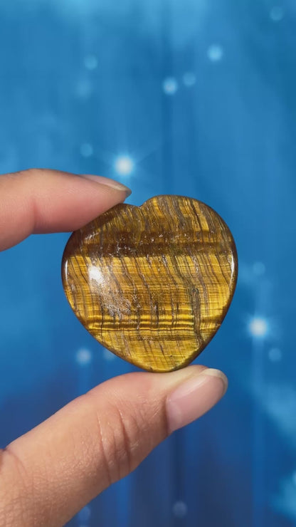 One (1) Tiger's Eye Heart Worry Stone – 0.011 kg