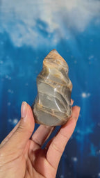 Flashy Black and Peach Moonstone Flame with Sunstone – 0.289 kg