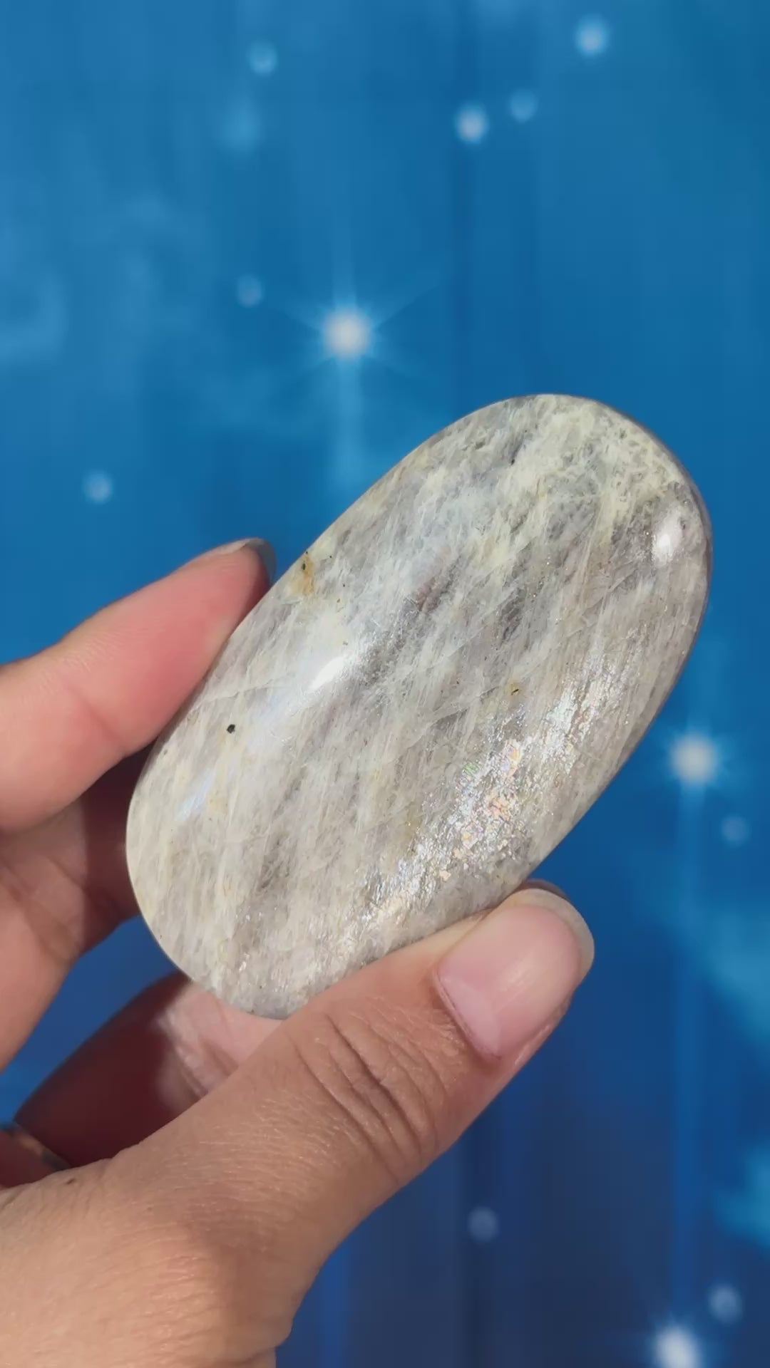 Russian Moonstone with Sunstone Palmstone – Belomorite • 0.096 kg