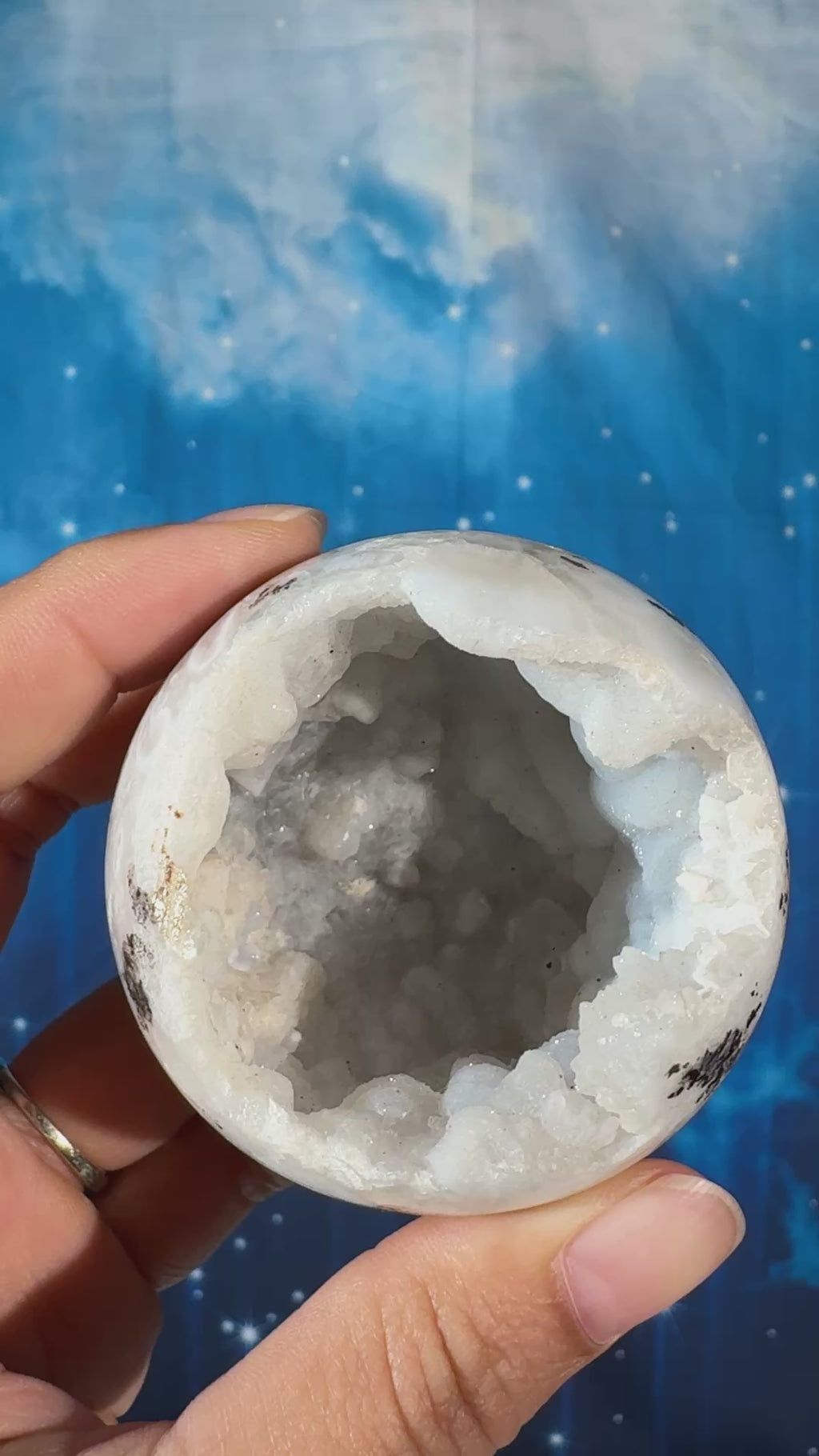 Chalcedony Sphere with Druzy Quartz – 0.153 kg