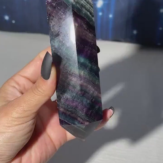 Rainbow Fluorite DT | 5 3/4" long | 428 grams | Damage Discount | banded Fluorite DT