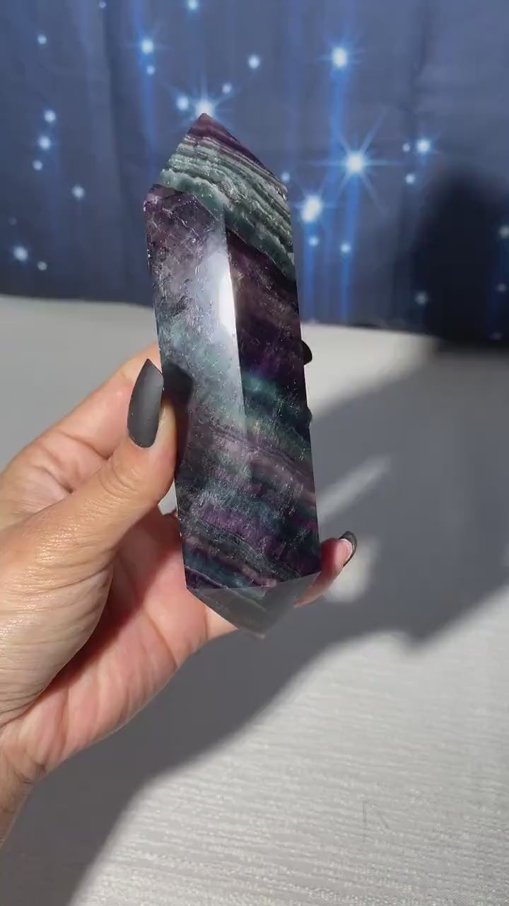 Rainbow Fluorite DT | 5 3/4" long | 428 grams | Damage Discount | banded Fluorite DT