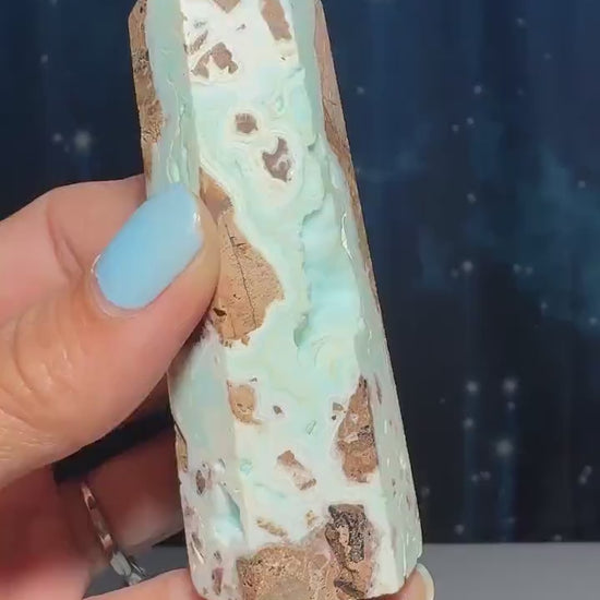 Blue Hemimorphite point | 3 5/8" tall | 130 grams | Damage Discount