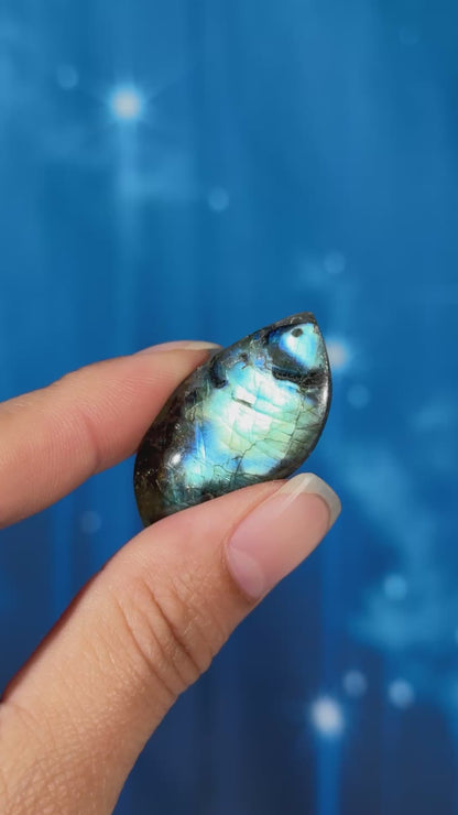 Labradorite Cabochon – Pre-Drilled • 7 grams