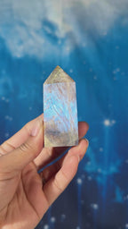 Moonstone with Sunstone Point – Belomorite • 0.088 kg